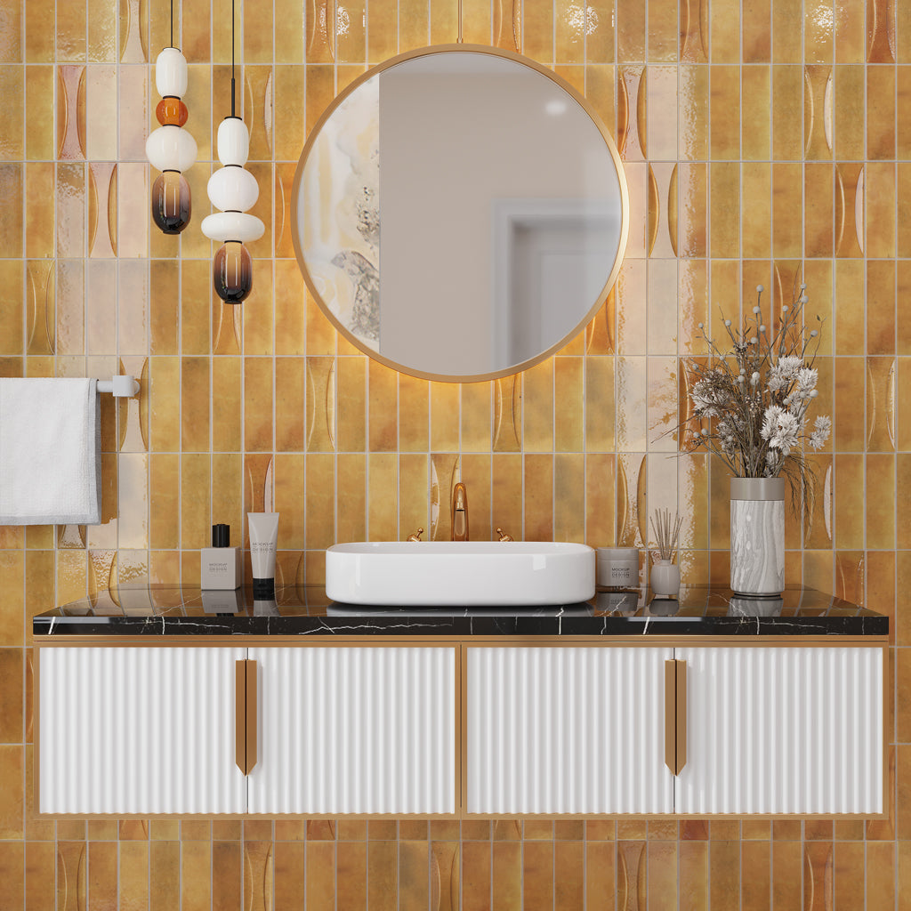 Honey Orange 2.5x8 Glossy Ceramic Subway Tile (38 pack, 5.38 sq ft/case) - Sample