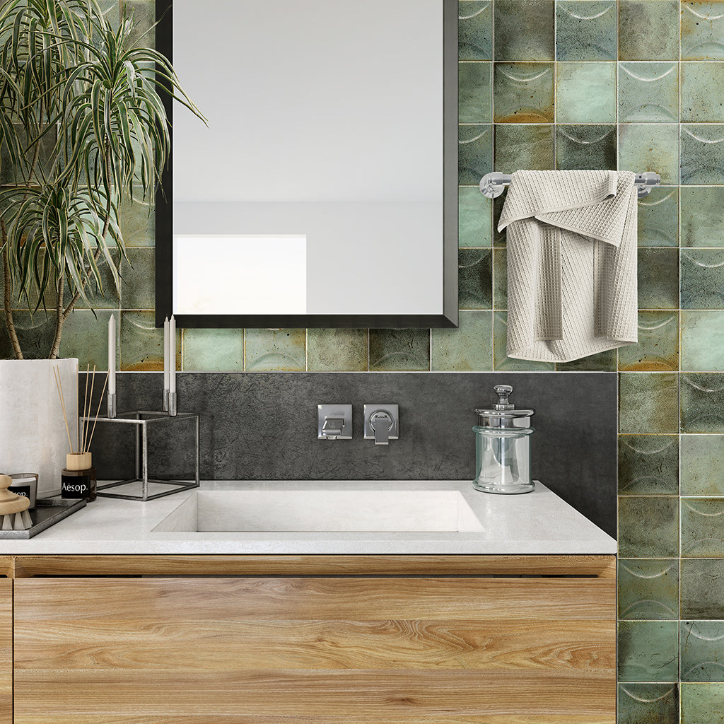 Sage Green 4x4 Glossy Square Ceramic Tile (50 pack, 5.39 sq ft/case) - Sample