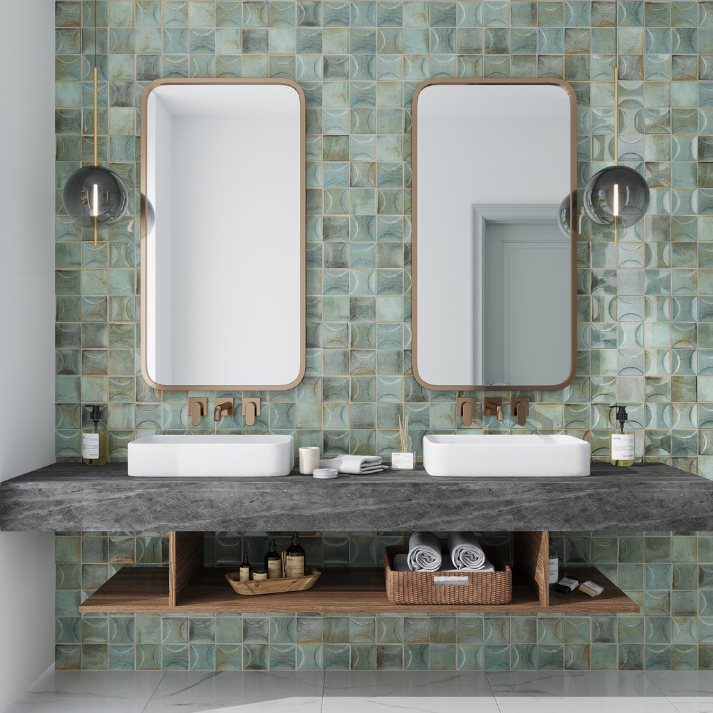 Sage Green 4x4 Glossy Square Ceramic Tile (50 pack, 5.39 sq ft/case) - Sample