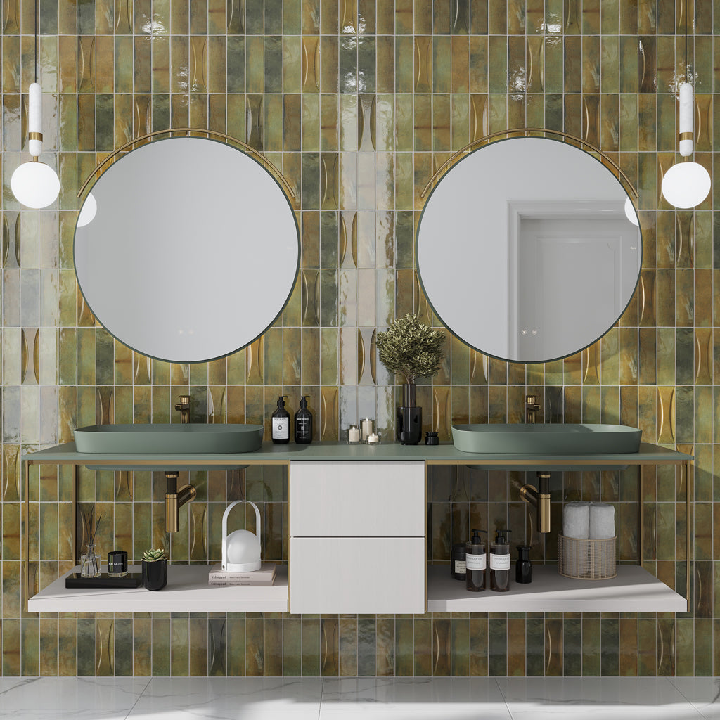 3x8 Antiek Green Glossy Ceramic Subway Tile