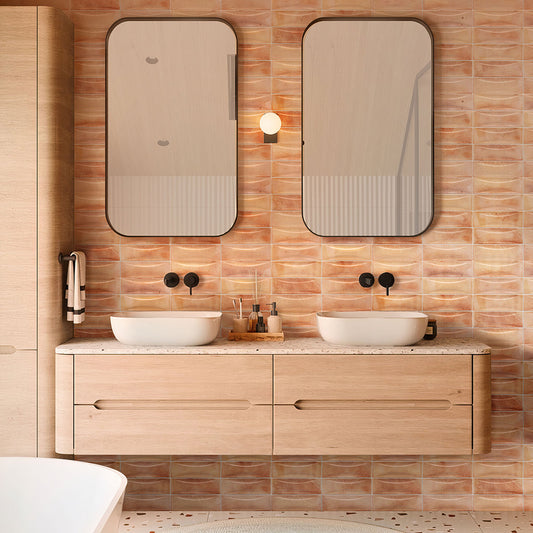 Pink 2.5x8 Glossy Ceramic Subway Deco Tile (38 pack, 5.38 sq ft/case) - Sample