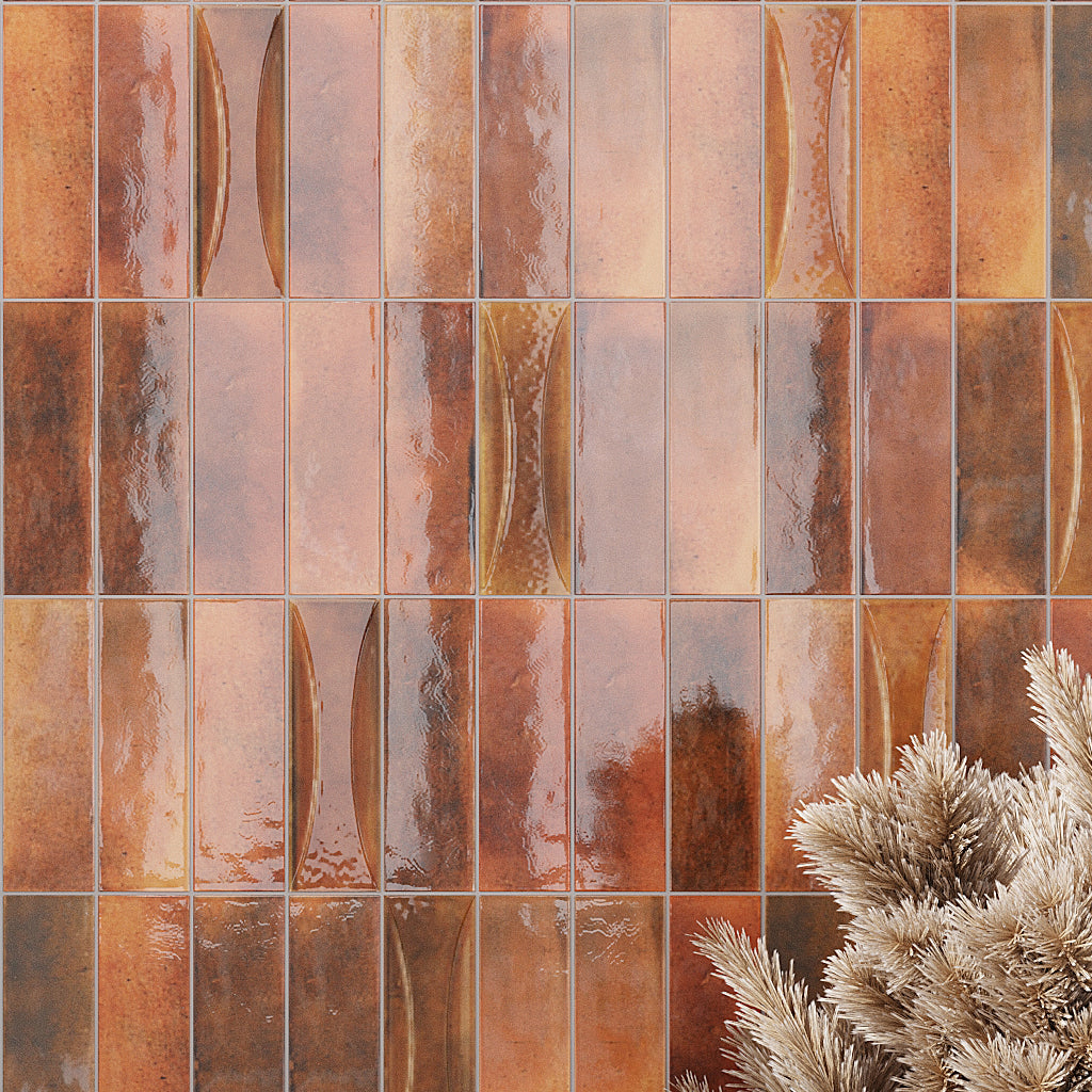 Red 2.5x8 Glossy Ceramic Subway Deco Tile (38 pack, 5.38 sq ft/case)