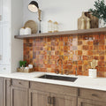 glossy orange ceramic 4x4 square tile backsplash for kitchen wall