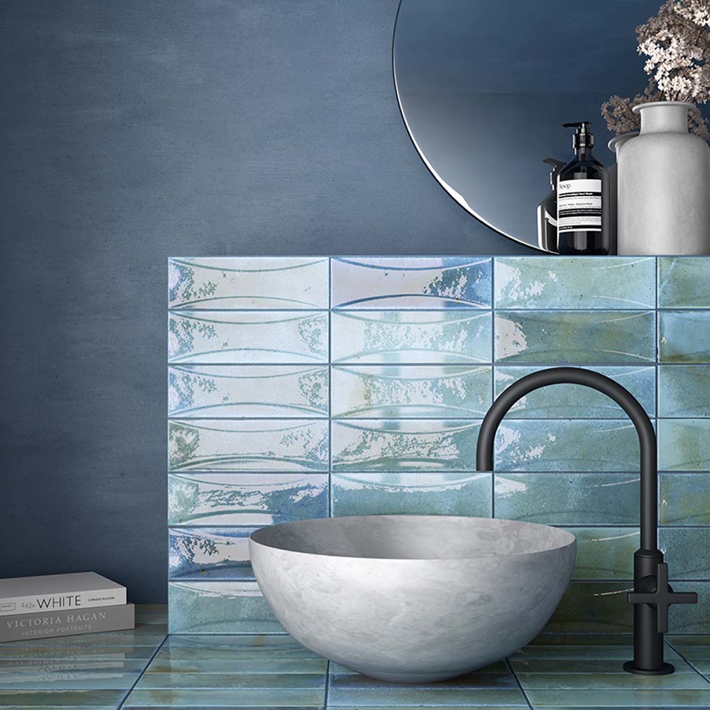 Blue 2.5x8 Glossy Ceramic Subway Deco Tile (38 pack, 5.38 sq ft/case) - Sample