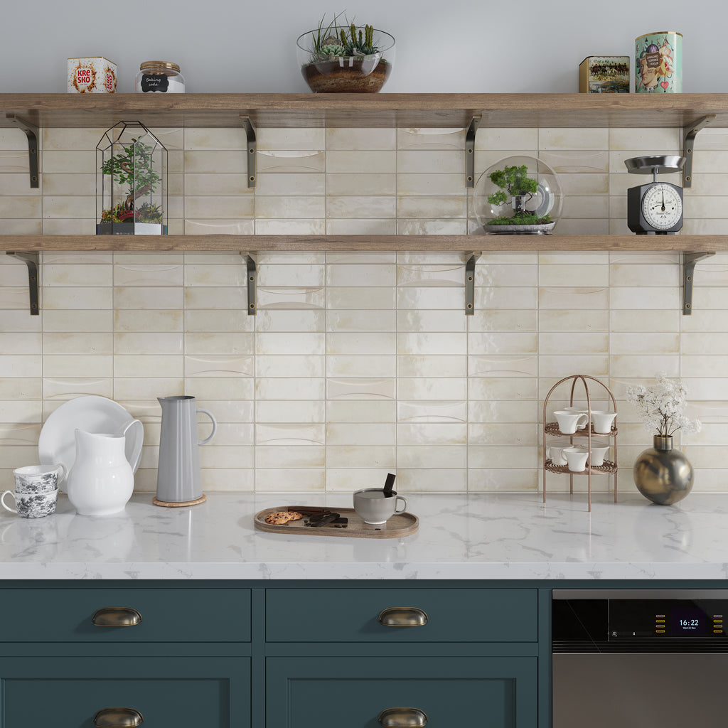 3x8 Antiek White Glossy Ceramic Subway Tile