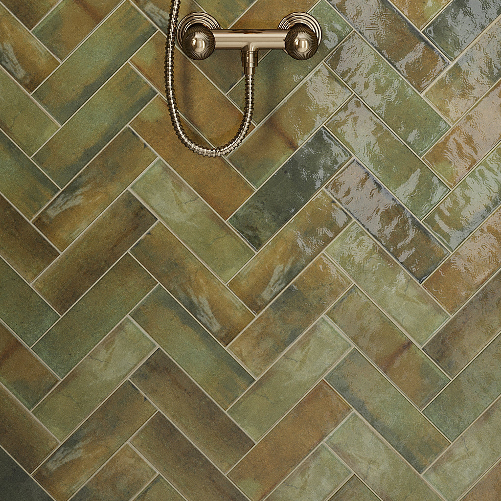 Olive Green 2.5x8 Glossy Ceramic Subway Tile (38 pack, 5.38 sq ft/case)