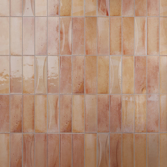 Pink 2.5x8 Glossy Ceramic Subway Tile (38 pack, 5.38 sq ft/case)
