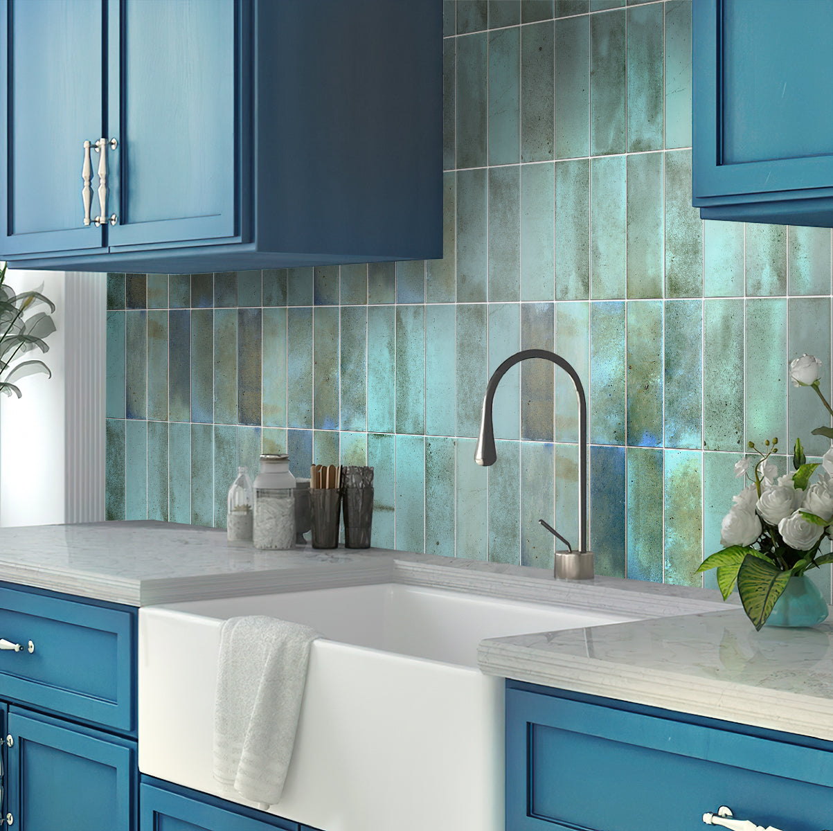 Blue 2.5x8 Glossy Ceramic Subway Tile (38 pack, 5.38 sq ft/case) - Sample