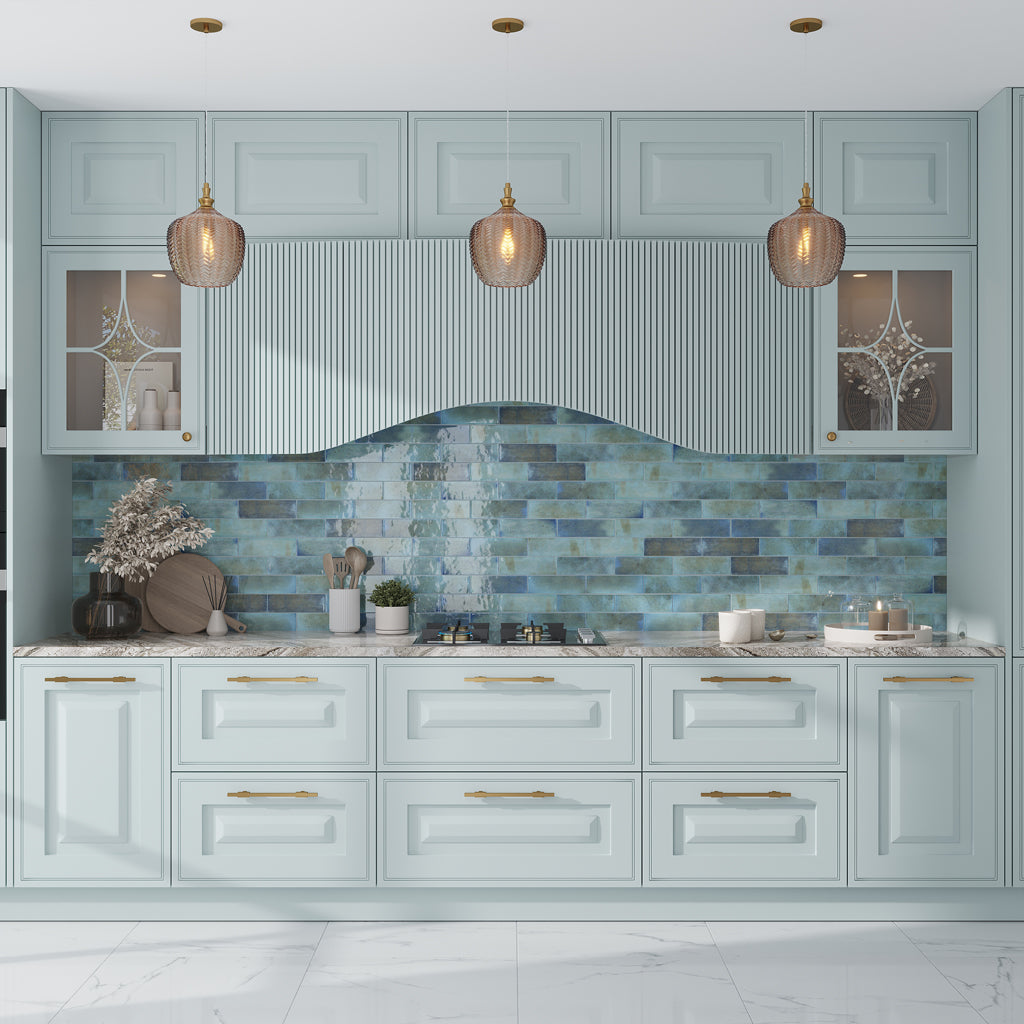 Blue 2.5x8 Glossy Ceramic Subway Tile (38 pack, 5.38 sq ft/case) - Sample
