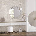 Glossy white ceramic subway tile 2.5x8 inches installed on interior wall