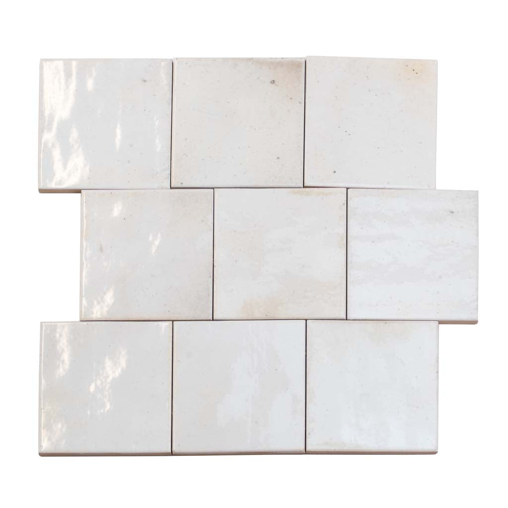 White 4x4 Glossy Square Ceramic Tile (50 pack, 5.39 sq ft/case) - Sample