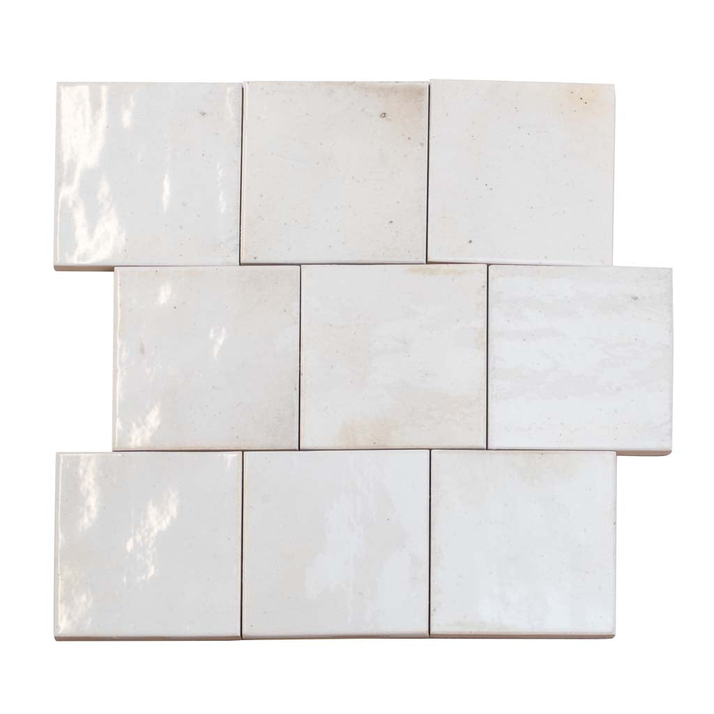 White 4x4 Glossy Square Ceramic Tile (50 pack, 5.39 sq ft/case) - Sample