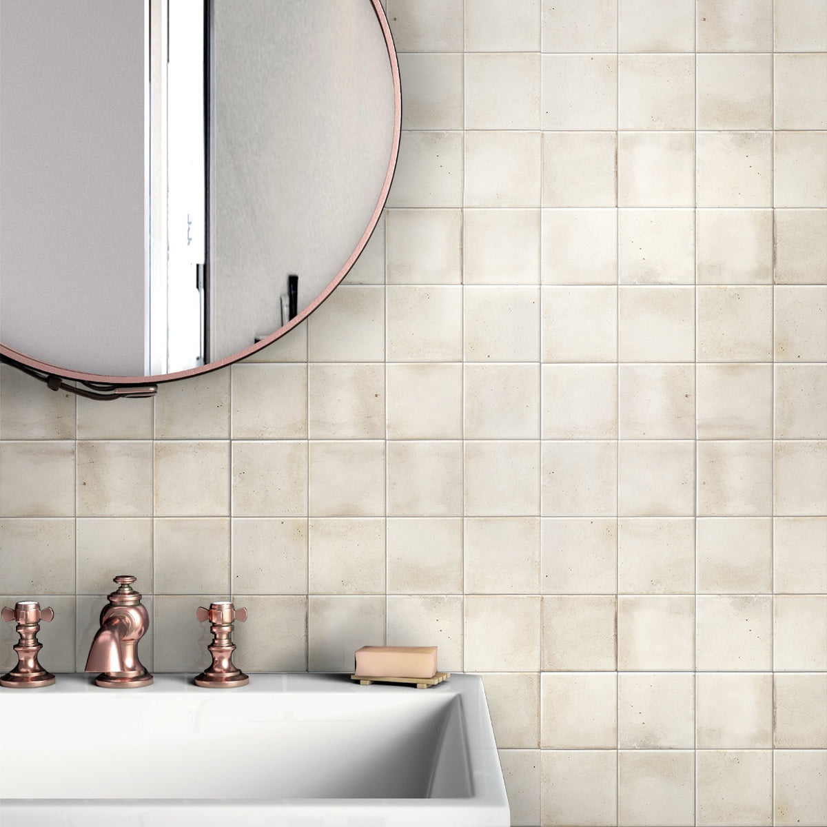 White 4x4 Glossy Square Ceramic Tile (50 pack, 5.39 sq ft/case) - Sample