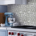 Gray glossy and matte bubble glass shell mother of pearl mosaic backsplash tile 12x12 inches