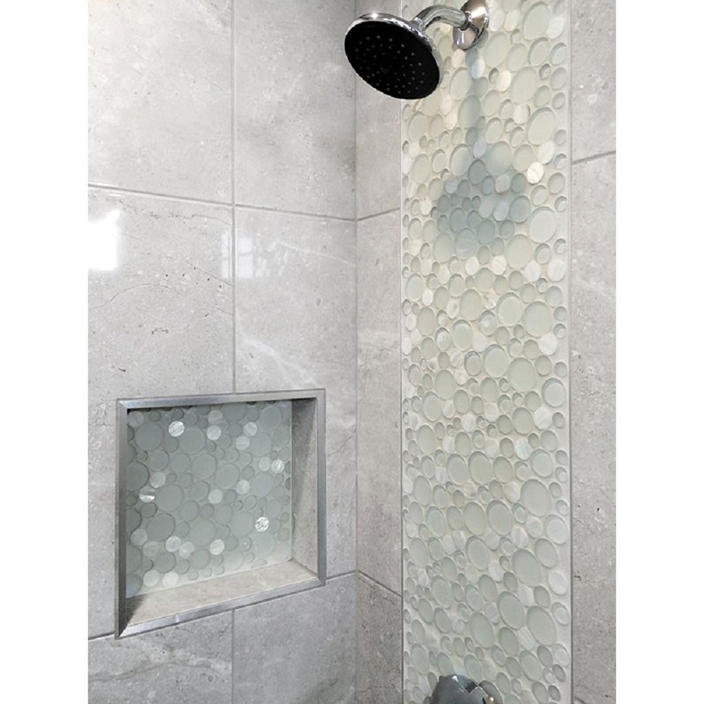 White 12x12 Glossy Matte Penny Round Glass Shell Mother of Pearl Mosaic Tile (5 pack, 4.67 sq ft/case) - Sample