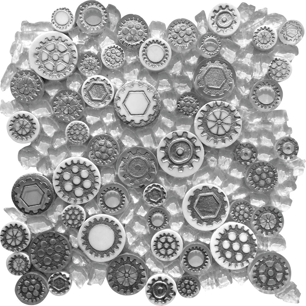 Gray 12x12 Glossy Textured Multi-shaped Glass Resin Mosaic Tile (5 pack, 4.67 sq ft/case) - Sample