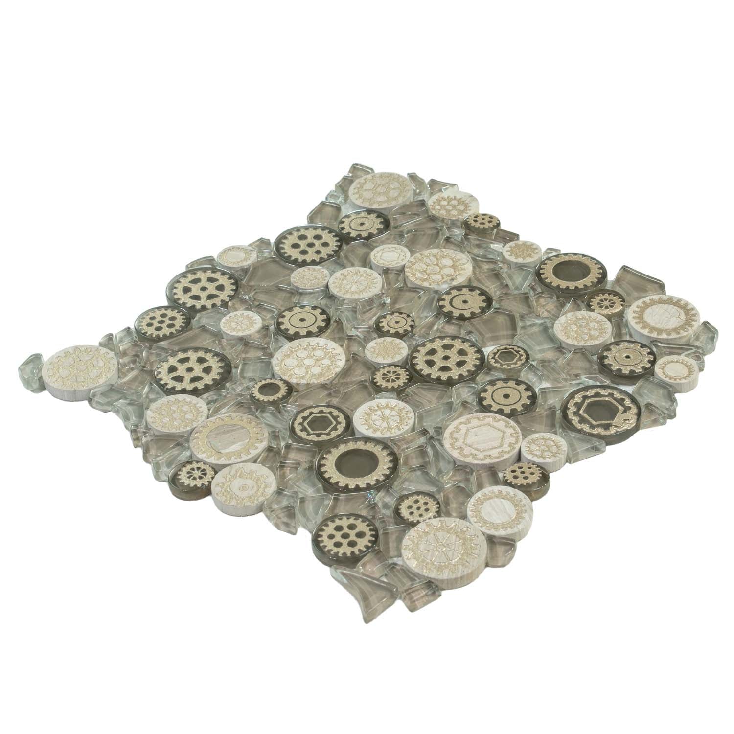 Light Brown 12x12 Glossy Textured Multi-shaped Glass Resin Mosaic Tile (5 pack, 4.67 sq ft/case) - Sample