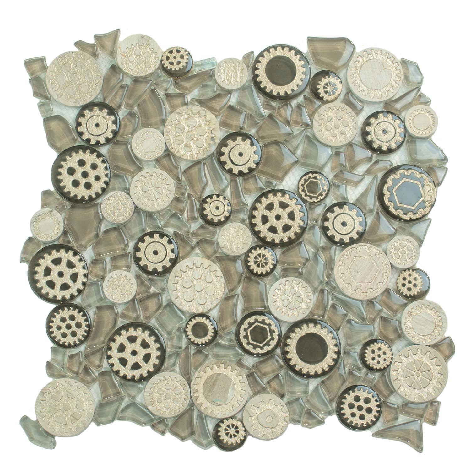 Light Brown 12x12 Glossy Textured Multi-shaped Glass Resin Mosaic Tile (5 pack, 4.67 sq ft/case) - Sample