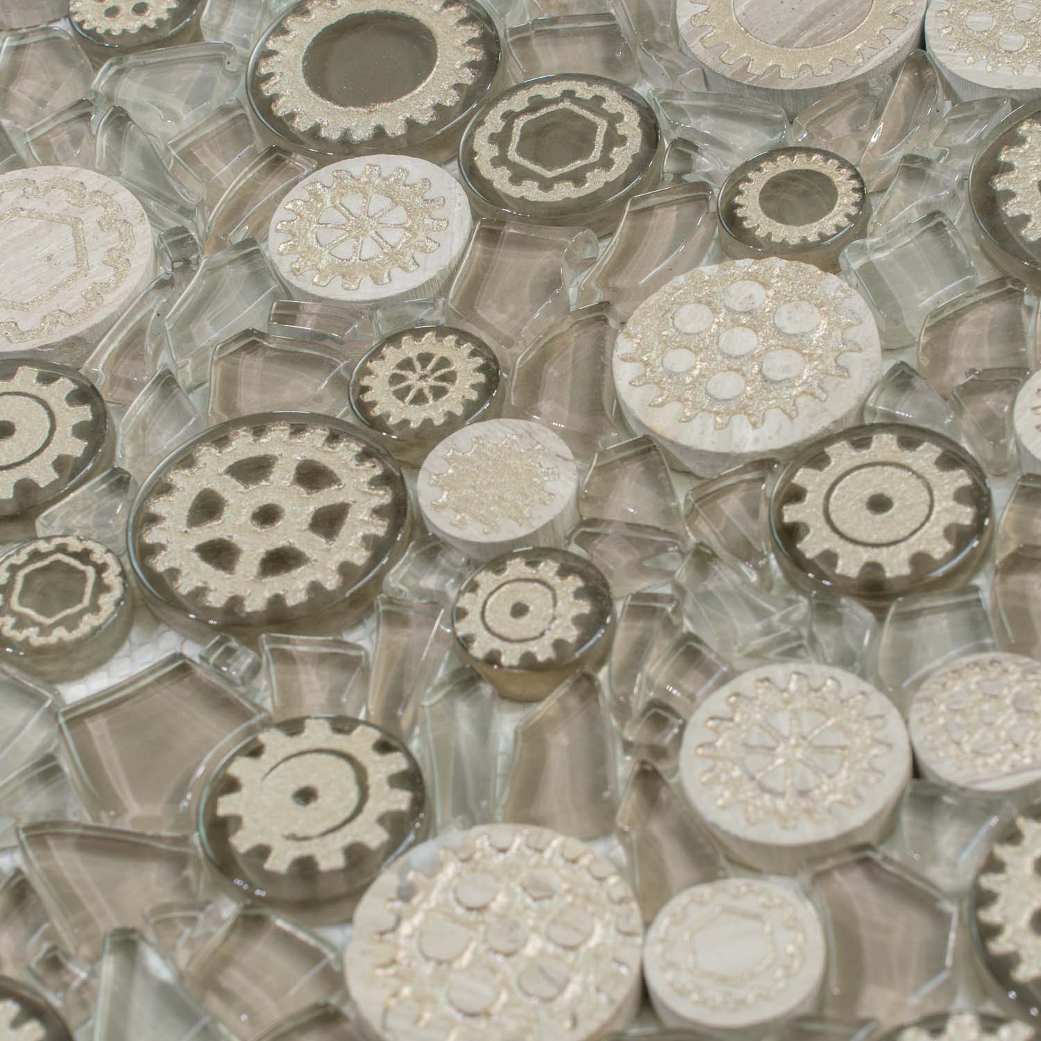 Light Brown 12x12 Glossy Textured Multi-shaped Glass Resin Mosaic Tile (5 pack, 4.67 sq ft/case) - Sample