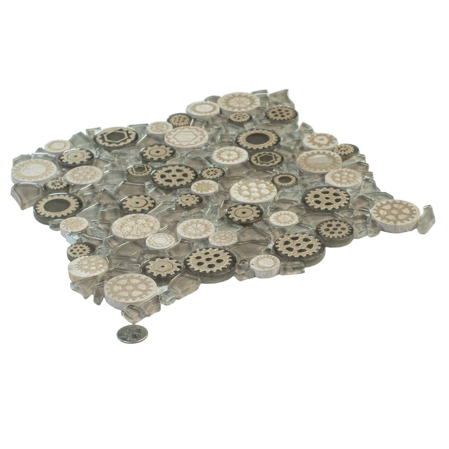 Light Brown 12x12 Glossy Textured Multi-shaped Glass Resin Mosaic Tile (5 pack, 4.67 sq ft/case) - Sample