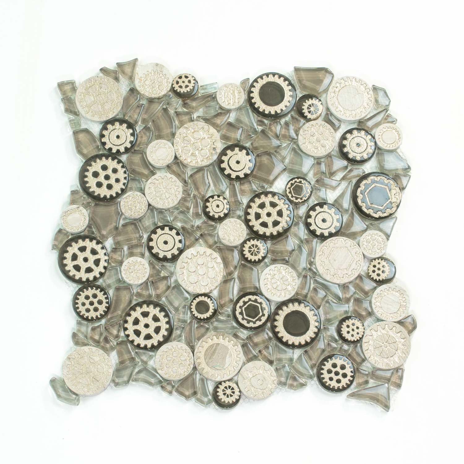Light Brown 12x12 Glossy Textured Multi-shaped Glass Resin Mosaic Tile (5 pack, 4.67 sq ft/case) - Sample