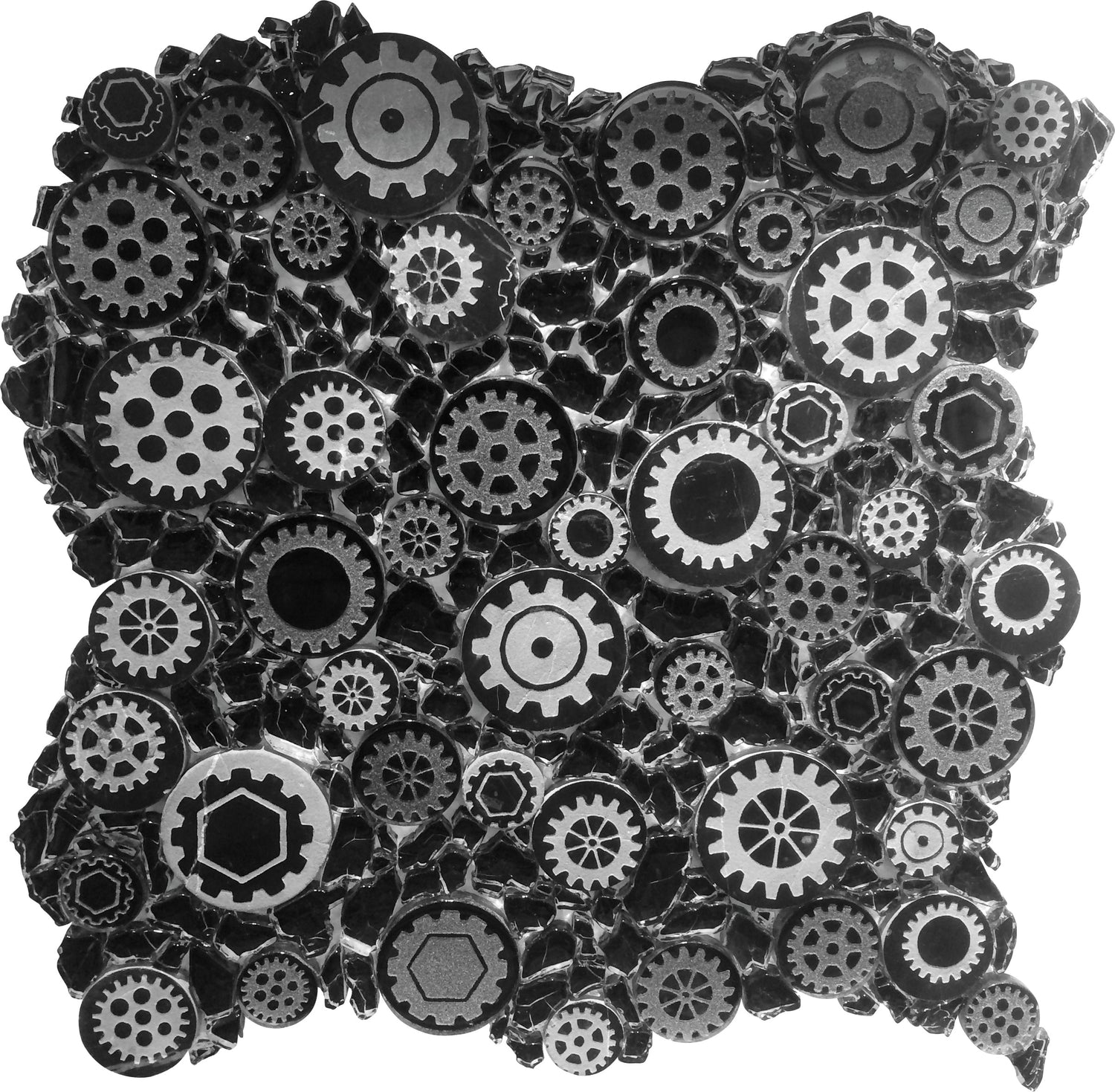 Black 12x12 Glossy Textured Multi-shaped Glass Resin Mosaic Tile (5 pack, 4.67 sq ft/case) - Sample