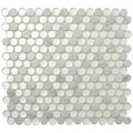 Sample - White 12x12 Glossy Penny Round Glass Marble Mosaic Tile (5 pack, 4.83 sq ft/case)