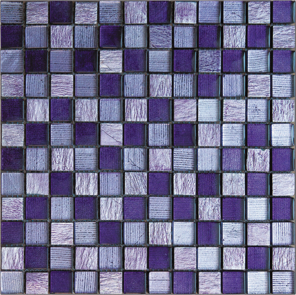 Purple 12x12 Polished Foiled Square Glass Resin Stone Mosaic Tile (5 pack, 4.83 sq ft/case) - Sample