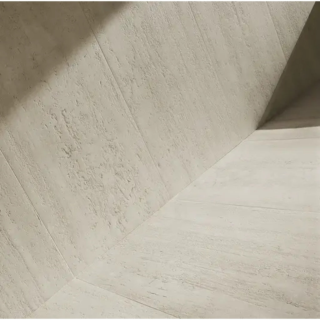 Beige matte porcelain large tile 24x48 inches with textured surface installed on walls and floor