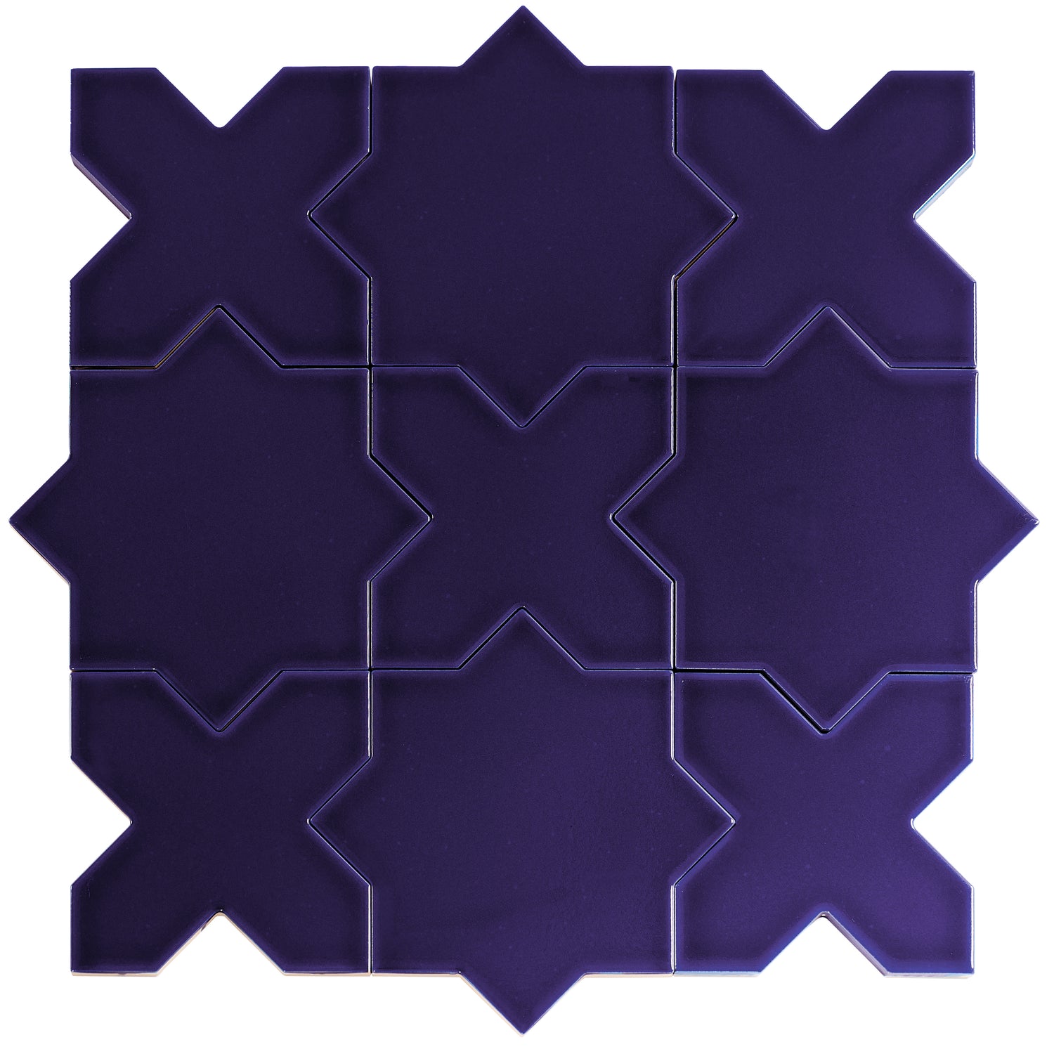 Cobalt Blue 5" Star with Cross Glossy Ceramic Wall and Floor Tile (10.76 sq ft/case) - 54 Pack