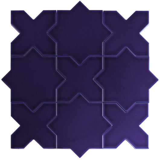Sample-Cobalt Blue 5" Star with Cross Glossy Ceramic Wall and Floor Tile (10.76 sq ft/case) - 54 Pack