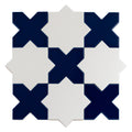 Sample - 5" Pearl White Star with Cobalt Blue Cross Glossy Ceramic Wall and Floor Tile (10.76 sq ft/case) - 54 Pack