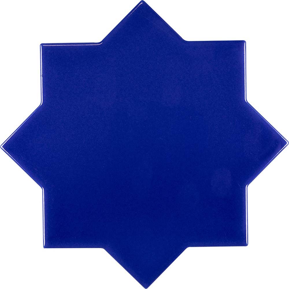Sample - 5" Cobalt Blue Star with Pearl White Cross Glossy Ceramic Wall and Floor Tile (10.76 sq ft/case) - 54 Pack