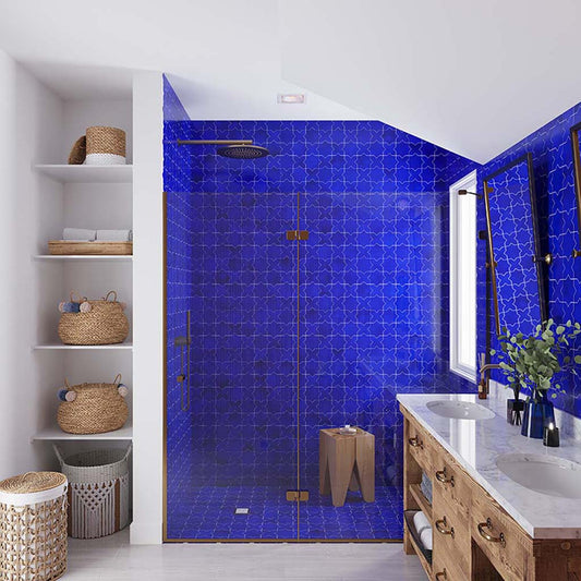Cobalt Blue 5x5 Glossy Star Ceramic Tile (27 pack, 5.37 sq ft/case) - Sample