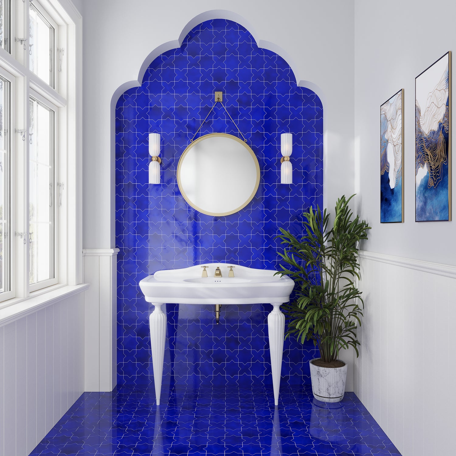 Sample-Cobalt Blue 5x5 Glossy Star Ceramic Tile (27 pack, 5.37 sq ft/case)