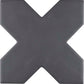 5 inch charcoal black cross matte ceramic wall and floor tile shaped like an X star