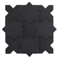 Charcoal black 5 inch star with cross matte ceramic wall and floor tiles arranged flat