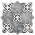 5 inch gray star and charcoal black cross deco matte ceramic wall and floor tile set