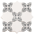 Sample - 5" White Star with Charcoal Black Cross Deco Matte Ceramic Wall and Floor Tile (10.76 sq ft/case) - 54 Pack