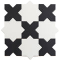 Sample - 5" White Star with Charcoal Black Cross Matte Ceramic Wall and Floor Tile (10.76 sq ft/case) - 54 Pack