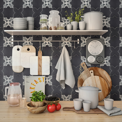 Black matte ceramic star-shaped and cross-patterned tiles for kitchen or bathroom backsplash