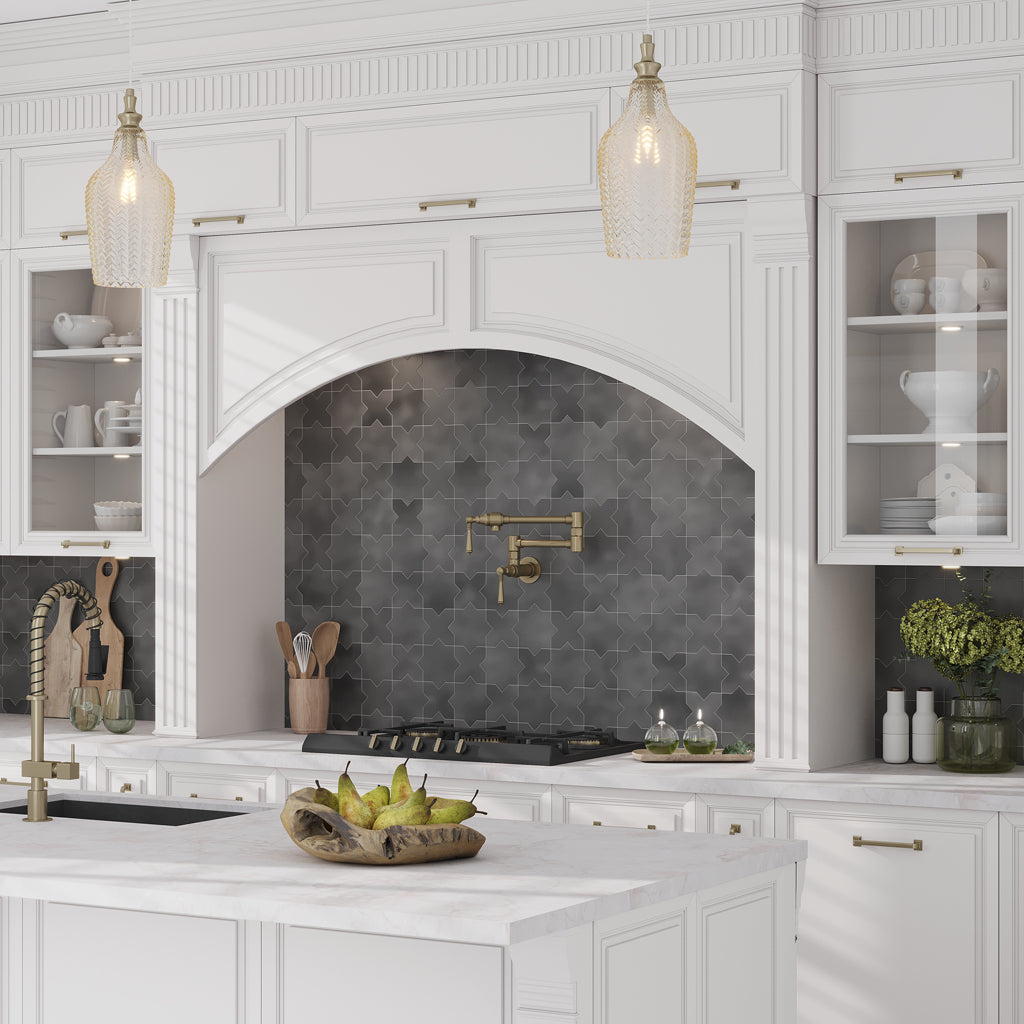 Gray Matte Ceramic Cross-Shaped Tile