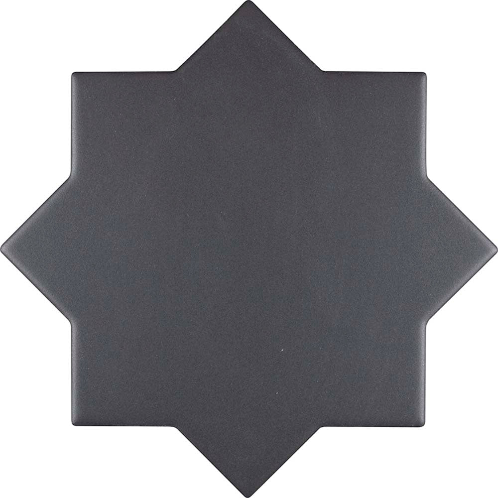 Charcoal black 5 inch star shape matte ceramic tile for wall and floor