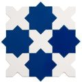 Sample - 5" Cobalt Blue Star with Pearl White Cross Glossy Ceramic Wall and Floor Tile (10.76 sq ft/case) - 54 Pack