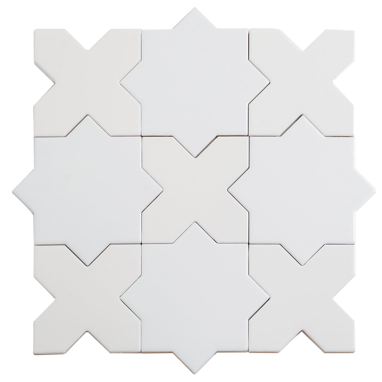 Pearl White 5" Star with Cross Glossy Ceramic Wall and Floor Tile (10.76 sq ft/case) - 54 Pack