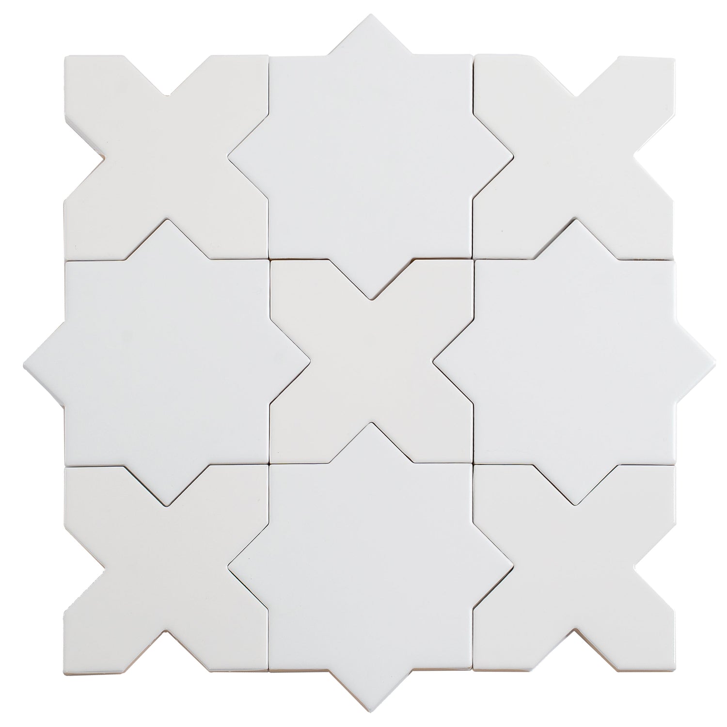 Sample - Pearl White 5" Star with Cross Glossy Ceramic Wall and Floor Tile (10.76 sq ft/case) - 54 Pack