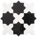 5 inch black star and pearl white cross glossy ceramic wall and floor tile pack