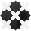 Sample - 5" Black Star with Pearl White Cross Glossy Ceramic Wall and Floor Tile (10.76 sq ft/case) - 54 Pack
