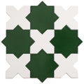 5 inch dark green star with pearl white cross glossy ceramic tile for wall and floor