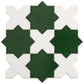 Sample - 5" Dark Green Star with Pearl White Cross Glossy Ceramic Wall and Floor Tile (10.76 sq ft/case) - 54 Pack
